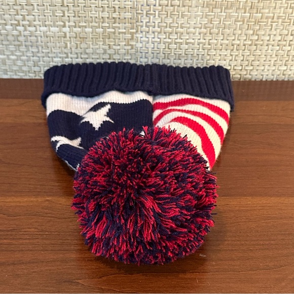 🌟2xHP🌟NWOT Strars & Stripes Red, White & Blue Acrylic Extra Large Pom Hat Unisex - Picture 3 of 8